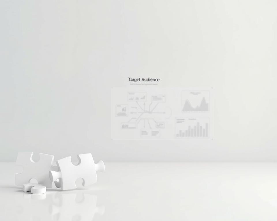 A detailed step-by-step analysis of a B2B target audience, featuring a clean, minimalist layout with geometric shapes and muted color tones. The foreground showcases a series of interconnected puzzle pieces, each representing a key aspect of the target audience analysis process. The middle ground depicts a wireframe diagram with data visualizations and analytics, hinting at the insights gleaned from the analysis. The background features a soft, gradient-based texture, creating a sense of depth and professionalism. The overall atmosphere is one of precision, strategy, and a methodical approach to understanding the target market.
