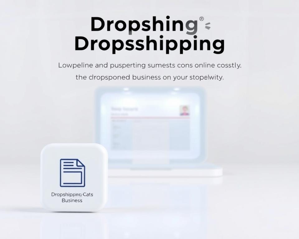 A modern, minimalist illustration depicting the advantages of the dropshipping business model. In the foreground, a clean and simple icon or graphic representing low startup costs, inventory management, and scalability. In the middle ground, a 3D rendered product or product display, with a sleek, elegant aesthetic. The background features a subtle, blurred pattern or texture, conveying a sense of professionalism and sophistication. The overall mood is streamlined, efficient, and visually appealing, capturing the key benefits of the dropshipping approach for an online shop.