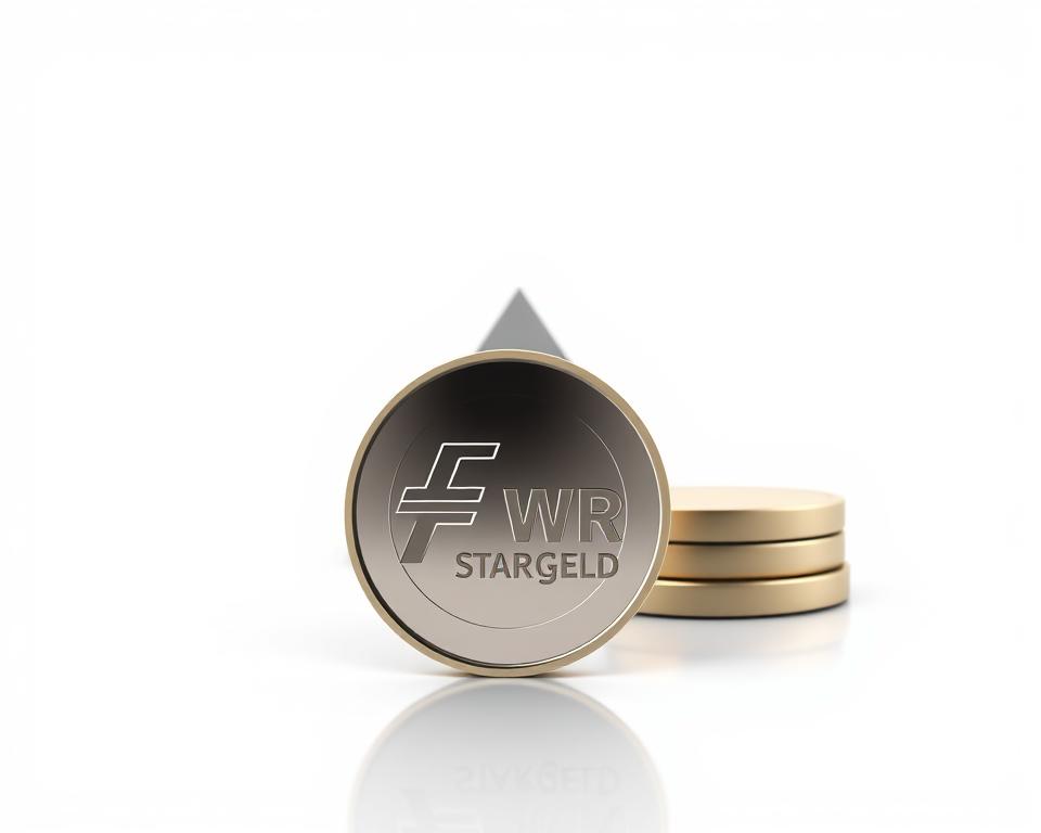 A modern, minimalist illustration of the KfW Startgeld program. In the foreground, a sleek, stylized representation of a German Euro coin, its surface reflecting the surrounding environment. The middle ground features a simple, geometric shape, suggesting the idea of financial security or stability. The background is a clean, neutral palette, allowing the central elements to take center stage. The overall aesthetic is one of sophistication, professionalism, and confidence, reflecting the KfW Startgeld's role in supporting successful business ventures. The image conveys a sense of opportunity, growth, and the promise of a secure financial foundation for entrepreneurs.