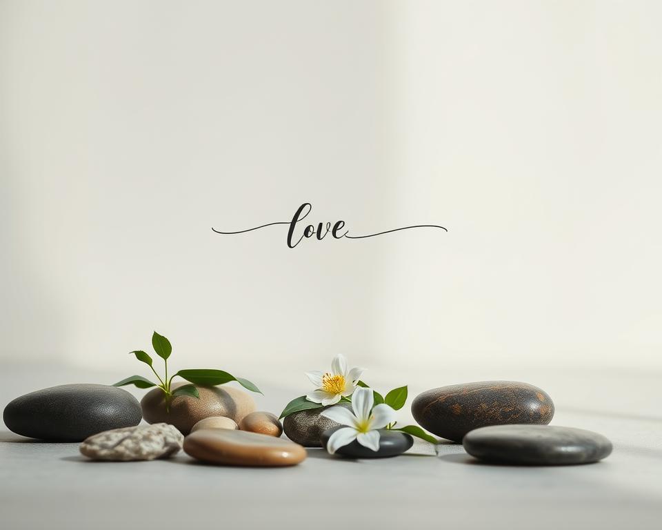 A serene, minimalist composition depicting a tranquil setting with soft, diffused lighting. In the foreground, a collection of natural elements - smooth river stones, delicate leaves, and a single blooming flower - arranged in a harmonious display, evoking a sense of balance and clarity. The middle ground features a simple, elegant calligraphic flourish, its strokes conveying a sense of intentionality and focus. The background is a muted, neutral palette, allowing the central elements to take center stage and creating an atmosphere of contemplation and introspection. The overall aesthetic is one of understated sophistication, inviting the viewer to reflect on the power of setting clear priorities and finding purpose.