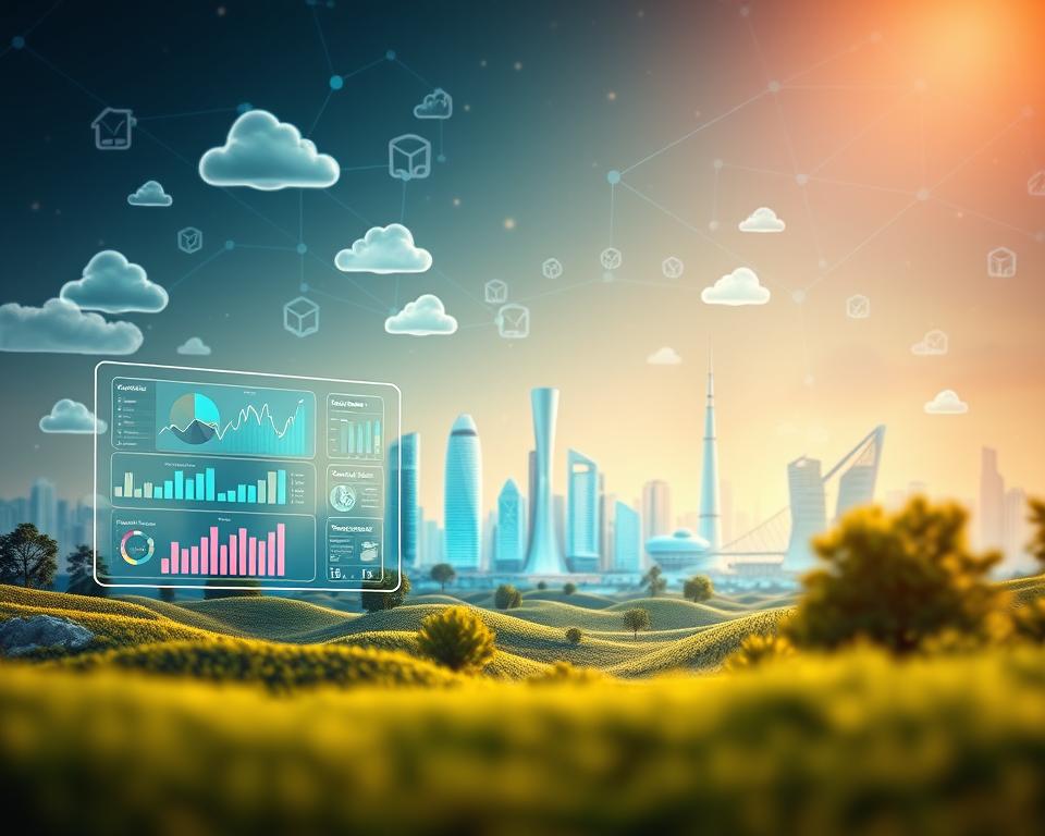 A vibrant digital landscape, showcasing the power of modern business models. In the foreground, a sleek, futuristic interface displays interactive charts and graphs, highlighting the data-driven insights that drive successful digital enterprises. The middle ground features a diverse array of digital assets, from cloud-based software to e-commerce platforms, all seamlessly integrated to create a cohesive, efficient business ecosystem. The background is a kaleidoscope of geometric shapes and patterns, representing the interconnected, dynamic nature of the digital economy. Soft, warm lighting illuminates the scene, conveying a sense of progress and innovation. This image captures the essence of digital business models as a cost-effective, scalable solution for starting a new venture without the need for significant initial capital.