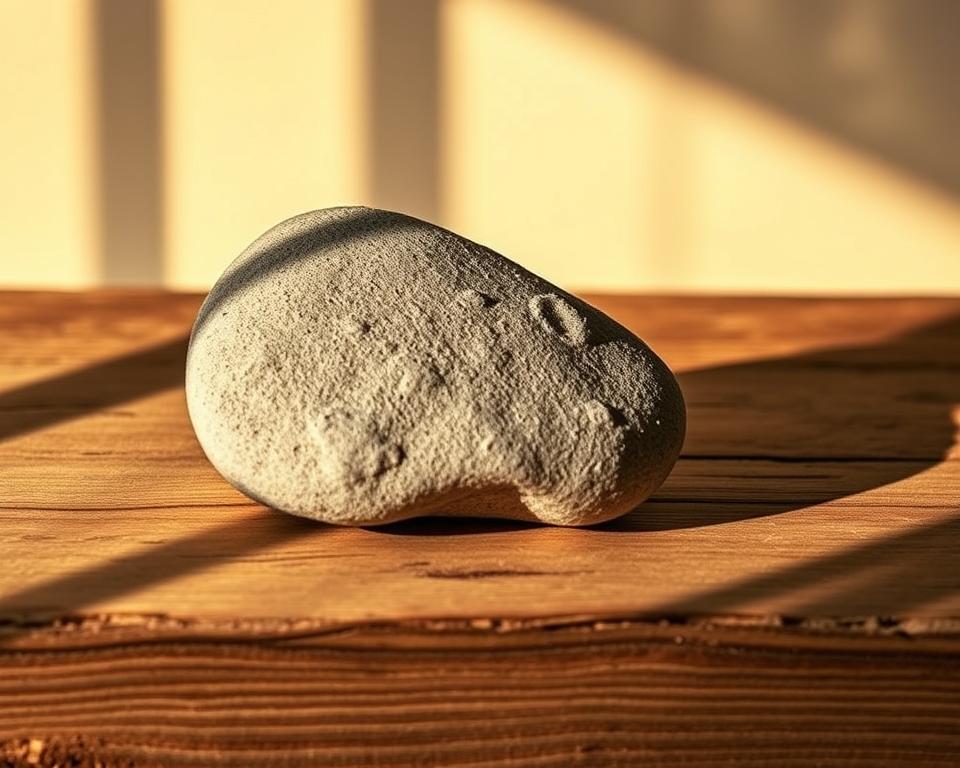 A whimsical, hand-crafted pet rock resting on a rustic wooden surface, illuminated by warm, natural lighting. The rock's surface is textured with delicate patterns, reflecting the care and attention given to its unique design. Placed against a simple, minimalist background that allows the rock to take center stage, conveying a sense of playful creativity and the potential for unexpected success in business. The image exudes a mood of casual elegance and the charm of an unconventional, yet captivating, entrepreneurial idea.